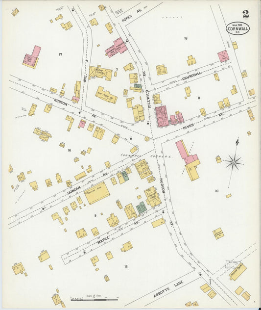 Sanborn Fire Insurance Map from Cornwall, Orange County, New York (1900), Sheet #0002 - Historic Sanborn Fire Insurance Map Print, vintage old map wall art, antique decor, genealogy gift, New York New York map