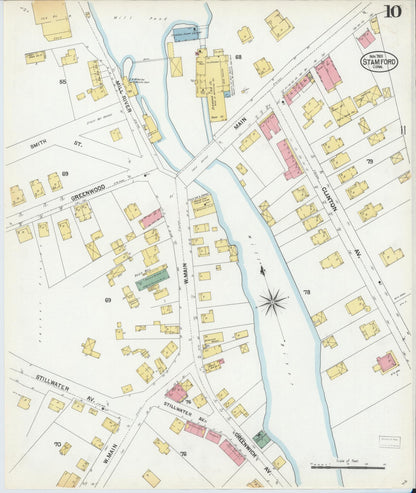 Sanborn Fire Insurance Map from Stamford, Fairfield County, Connecticut (1901), Sheet #0010 - Complete Map Set gallery image, historic Sanborn map, vintage wall art, Connecticut Connecticut