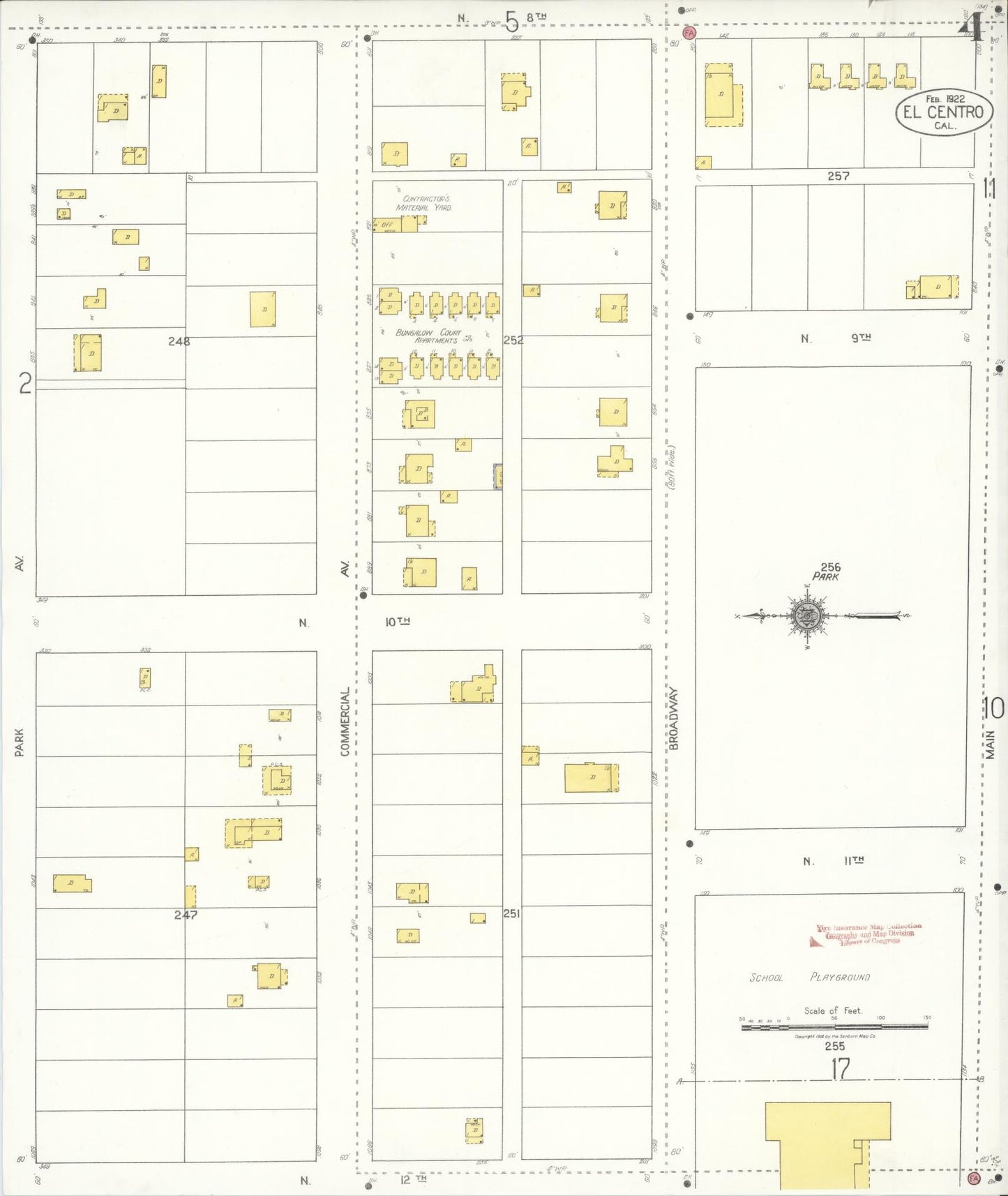 Sanborn Fire Insurance Map from El Centro, Imperial County, California (1922), Sheet #0004 - Complete Map Set gallery image, historic Sanborn map, vintage wall art, California California