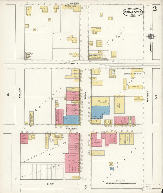 Sanborn Fire Insurance Map from Rising Star, Eastland County, Texas (1921), Sheet #0002 - Historic Sanborn Fire Insurance Map Print, vintage old map wall art, antique decor, genealogy gift, Texas Texas map