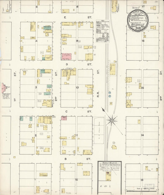 Sanborn Fire Insurance Map from Ritzville, Adams County, Washington (1892), Sheet #0001 - Historic Sanborn Fire Insurance Map Print, vintage old map wall art, antique decor, genealogy gift, Washington Washington map
