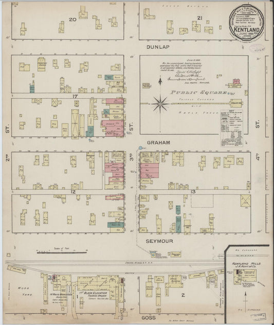 Sanborn Fire Insurance Map from Kentland, Newton County, Indiana (1886), Sheet #0001 - Historic Sanborn Fire Insurance Map Print, vintage old map wall art, antique decor, genealogy gift, Indiana Indiana map