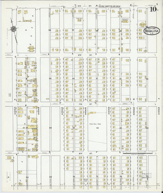 Sanborn Fire Insurance Map from Bogalusa, Washington Parish, Louisiana (1919), Sheet #0010 - Historic Sanborn Fire Insurance Map Print, vintage old map wall art, antique decor, genealogy gift, Louisiana Louisiana map