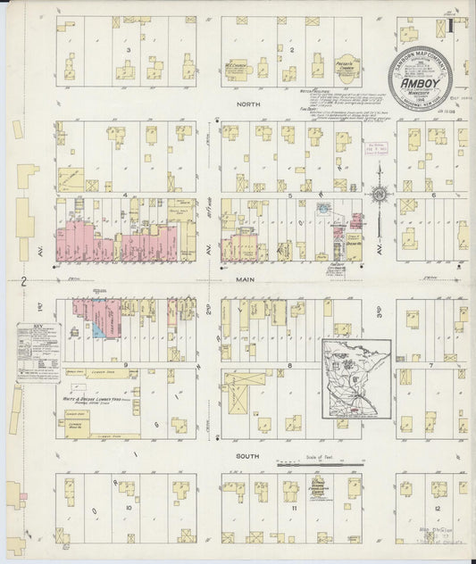 Sanborn Fire Insurance Map from Amboy, Blue Earth County, Minnesota (1914), Sheet #0001 - Historic Sanborn Fire Insurance Map Print, vintage old map wall art, antique decor, genealogy gift, Minnesota Minnesota map