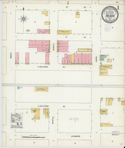 Sanborn Fire Insurance Map from Arcadia, Bienville Parish, Louisiana (1903), Sheet #0001 - Complete Map Set gallery image, historic Sanborn map, vintage wall art, Louisiana Louisiana