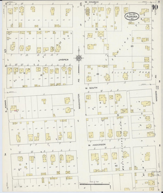 Sanborn Fire Insurance Map from Aurora, Lawrence County, Missouri (1914), Sheet #0010 - Historic Sanborn Fire Insurance Map Print, vintage old map wall art, antique decor, genealogy gift, Missouri Missouri map