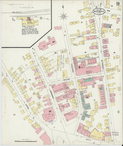 Sanborn Fire Insurance Map from Norwich, New London County, Connecticut (1897), Sheet #0009 - Complete Map Set gallery image, historic Sanborn map, vintage wall art, Connecticut Connecticut