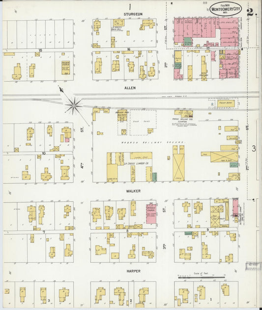 Sanborn Fire Insurance Map from Montgomery City, Montgomery County, Missouri (1900), Sheet #0002 - Historic Sanborn Fire Insurance Map Print, vintage old map wall art, antique decor, genealogy gift, Missouri Missouri map