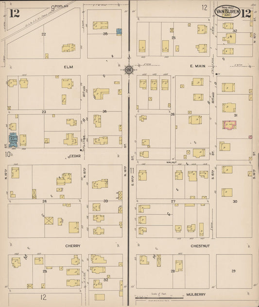 Sanborn Fire Insurance Map from Van Buren, Crawford County, Arkansas (1922), Sheet #0012 - Historic Sanborn Fire Insurance Map Print, vintage old map wall art, antique decor, genealogy gift, Arkansas Arkansas map