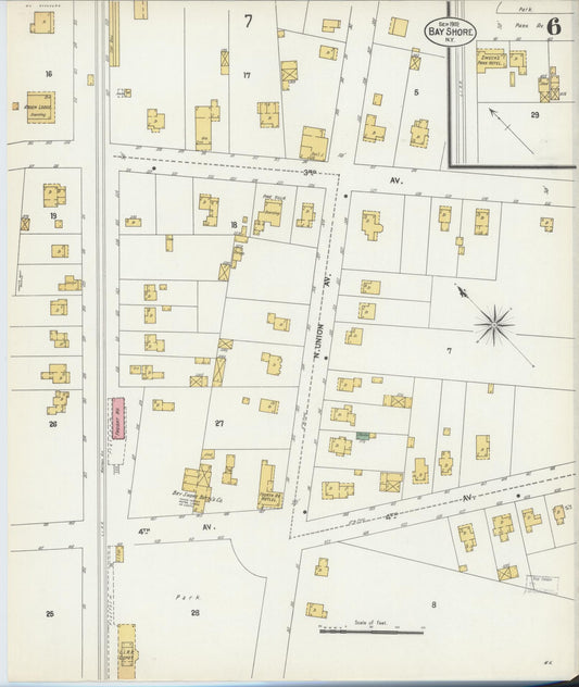 Sanborn Fire Insurance Map from Bay Shore, Suffolk County, New York (1902), Sheet #0006 - Historic Sanborn Fire Insurance Map Print, vintage old map wall art, antique decor, genealogy gift, New York New York map