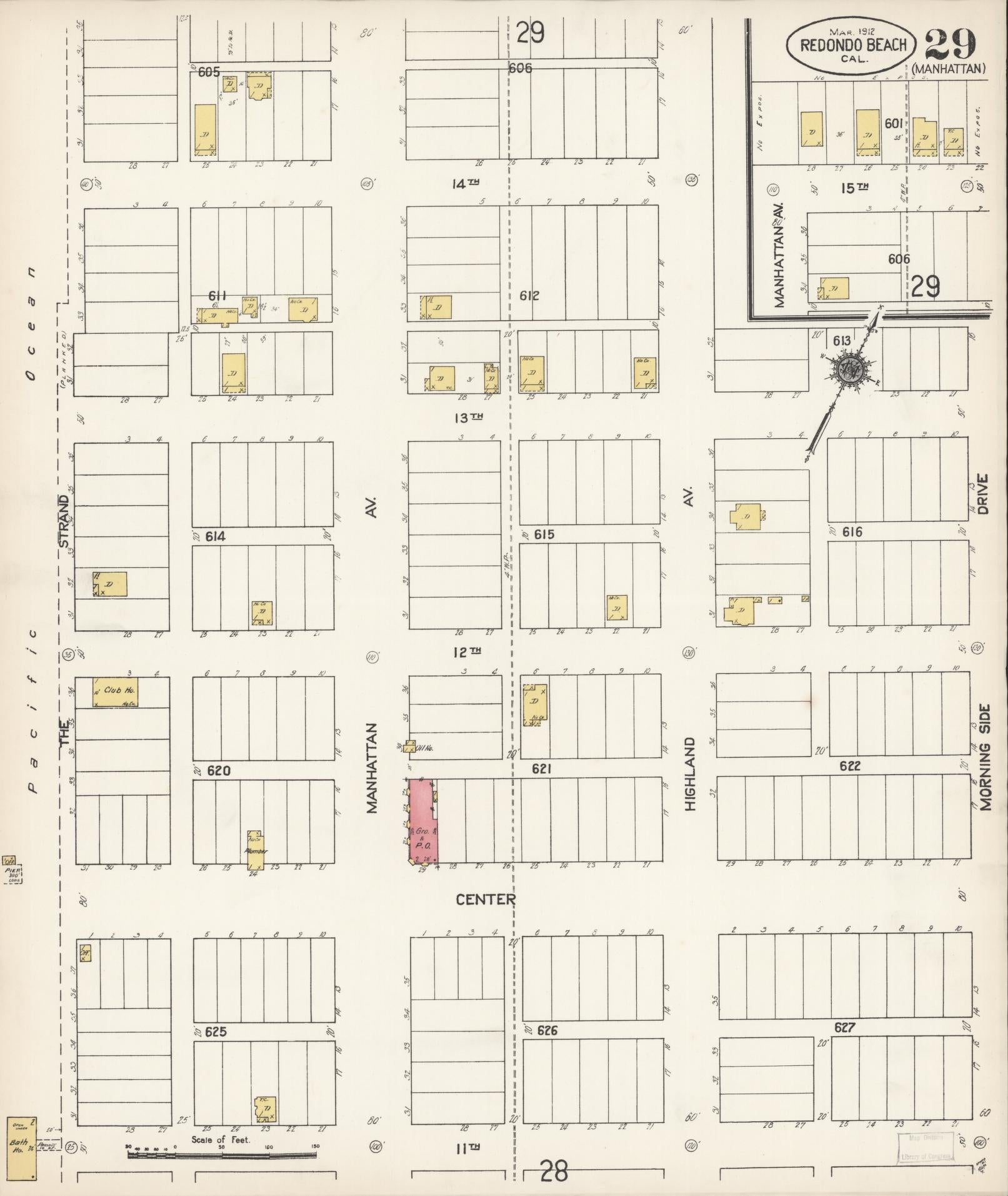 Sanborn Fire Insurance Map from Redondo Beach, Los Angeles County, California (1912), Sheet #0029 - Complete Map Set gallery image, historic Sanborn map, vintage wall art, California California