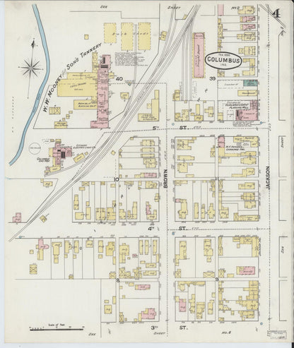 Sanborn Fire Insurance Map from Columbus, Bartholomew County, Indiana (1890), Sheet #0004 - Complete Map Set gallery image, historic Sanborn map, vintage wall art, Indiana Indiana