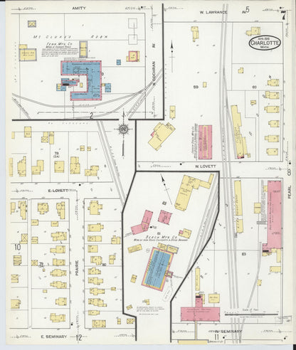 Sanborn Fire Insurance Map from Charlotte, Eaton County, Michigan (1918), Sheet #0007 - Complete Map Set gallery image, historic Sanborn map, vintage wall art, Michigan Michigan