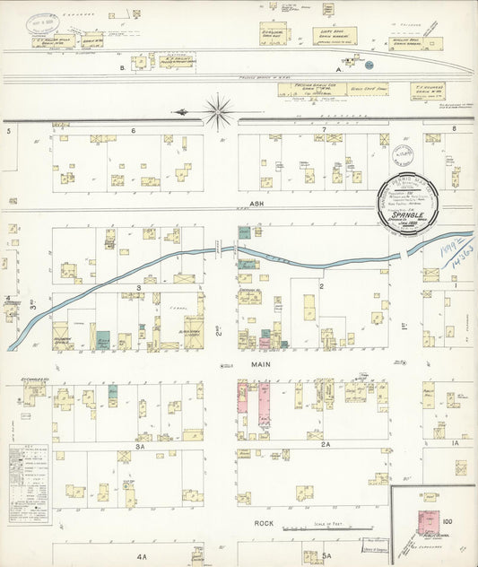 Sanborn Fire Insurance Map from Spangler, Spokane County, Washington (1899), Sheet #0001 - Historic Sanborn Fire Insurance Map Print, vintage old map wall art, antique decor, genealogy gift, Washington Washington map