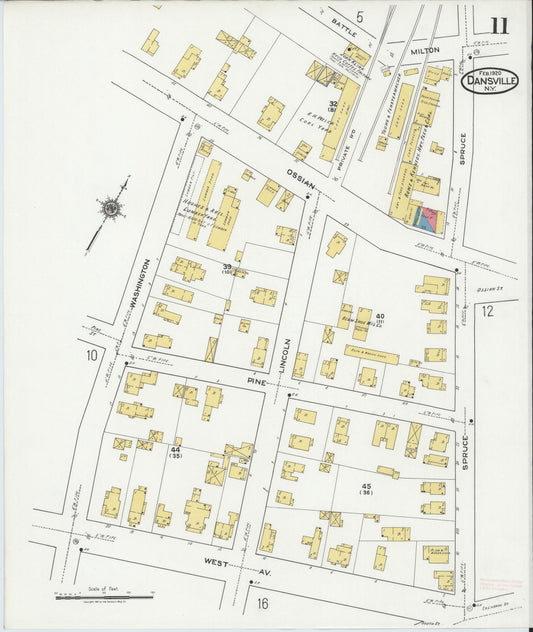 Sanborn Fire Insurance Map from Dansville, Livingston County, New York (1920), Sheet #0011 - Historic Sanborn Fire Insurance Map Print, vintage old map wall art, antique decor, genealogy gift, New York New York map