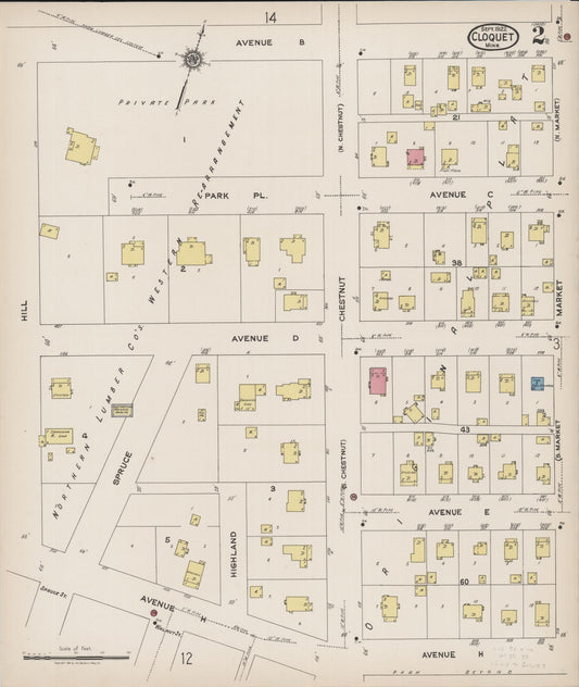 Sanborn Fire Insurance Map from Cloquet, Carlton County, Minnesota (1922), Sheet #0002 - Historic Sanborn Fire Insurance Map Print, vintage old map wall art, antique decor, genealogy gift, Minnesota Minnesota map