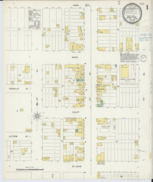 Sanborn Fire Insurance Map from Faulkton, Faulk County, South Dakota (1898), Sheet #0001 - Historic Sanborn Fire Insurance Map Print, vintage old map wall art, antique decor, genealogy gift, South Dakota South Dakota map