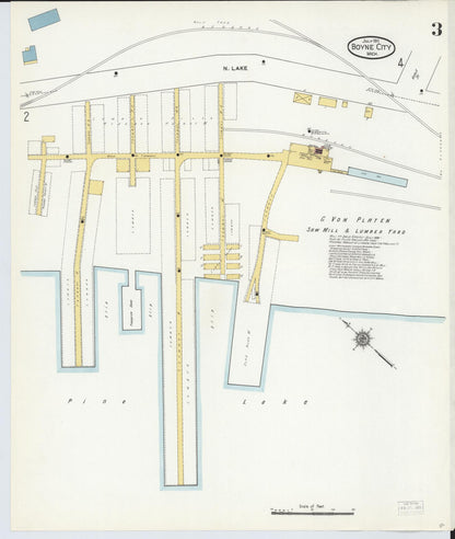 Sanborn Fire Insurance Map from Boyne City, Charlevoix County, Michigan (1911), Sheet #0003 - Complete Map Set gallery image, historic Sanborn map, vintage wall art, Michigan Michigan