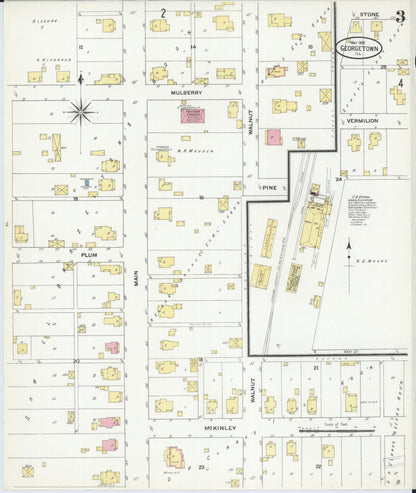 Sanborn Fire Insurance Map from Georgetown, Vermilion County, Illinois (1909), Sheet #0003 - Complete Map Set gallery image, historic Sanborn map, vintage wall art, Illinois Illinois