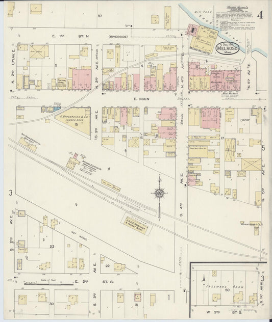 Sanborn Fire Insurance Map from Melrose, Stearns County, Minnesota (1914), Sheet #0004 - Historic Sanborn Fire Insurance Map Print, vintage old map wall art, antique decor, genealogy gift, Minnesota Minnesota map