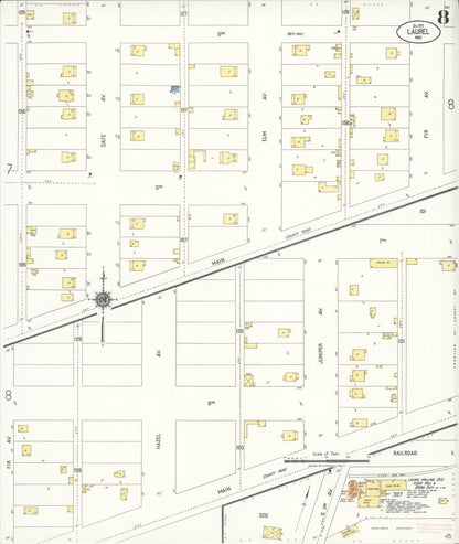 Sanborn Fire Insurance Map from Laurel, Yellowstone County, Montana (1920), Sheet #0008 - Complete Map Set gallery image, historic Sanborn map, vintage wall art, Montana Montana