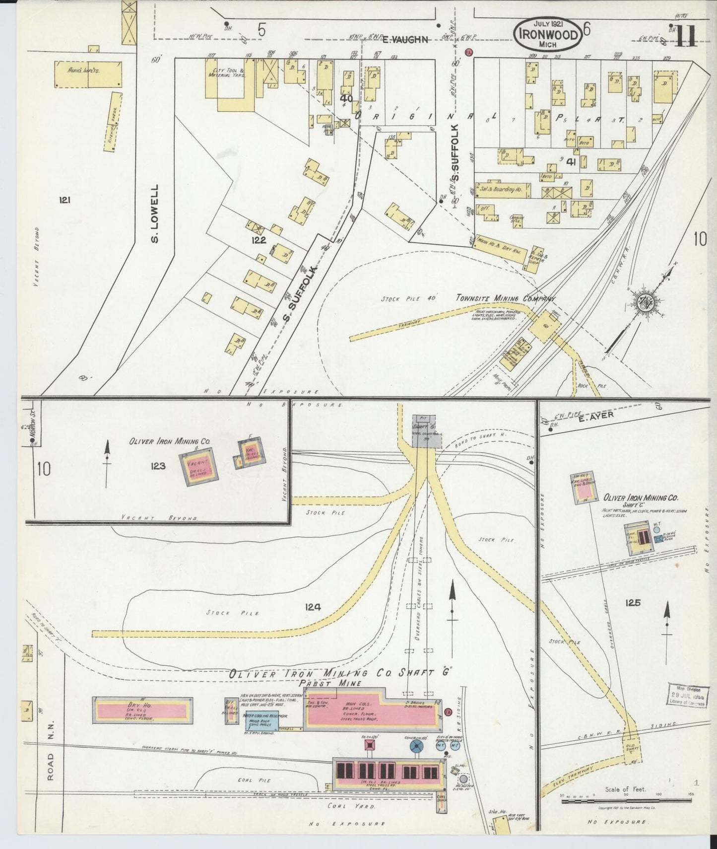 Sanborn Fire Insurance Map from Ironwood, Gogebic County, Michigan (1921), Sheet #0011 - Historic Sanborn Fire Insurance Map Print, vintage old map wall art, antique decor, genealogy gift, Michigan Michigan map