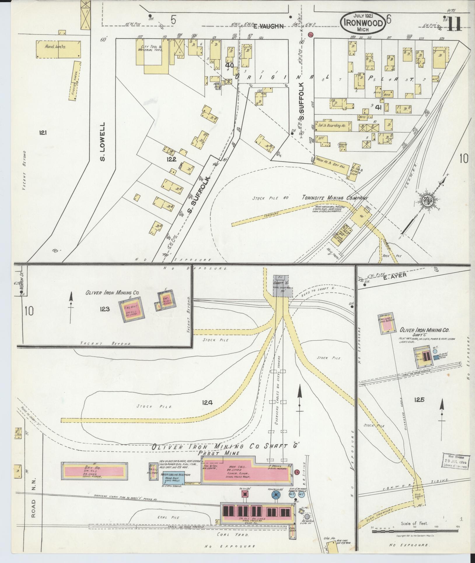 Sanborn Fire Insurance Map from Ironwood, Gogebic County, Michigan (1921), Sheet #0011 - Historic Sanborn Fire Insurance Map Print, vintage old map wall art, antique decor, genealogy gift, Michigan Michigan map