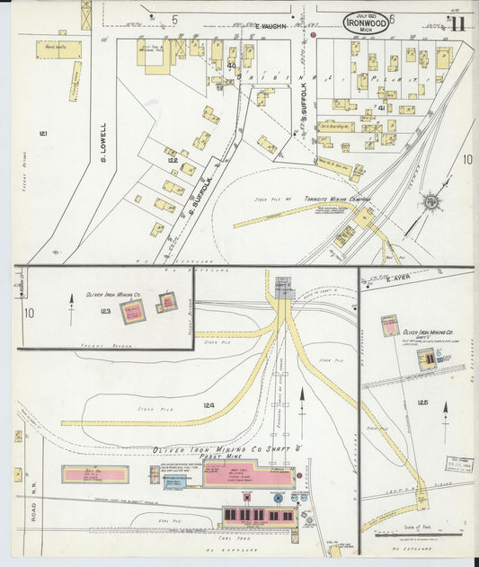 Sanborn Fire Insurance Map from Ironwood, Gogebic County, Michigan (1921), Sheet #0011 - Historic Sanborn Fire Insurance Map Print, vintage old map wall art, antique decor, genealogy gift, Michigan Michigan map