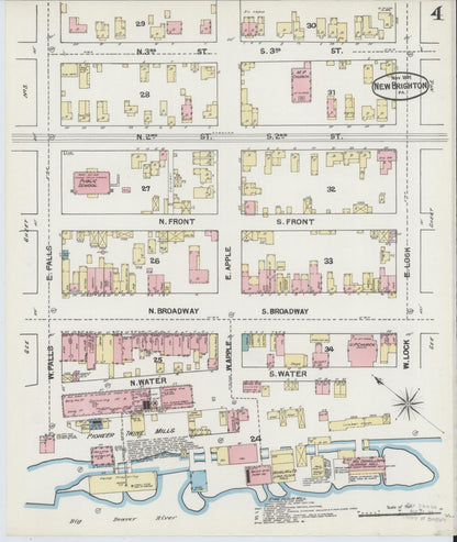Sanborn Fire Insurance Map from New Brighton, Beaver County, Pennsylvania (1891), Sheet #0004 - Complete Map Set gallery image, historic Sanborn map, vintage wall art, Pennsylvania Pennsylvania
