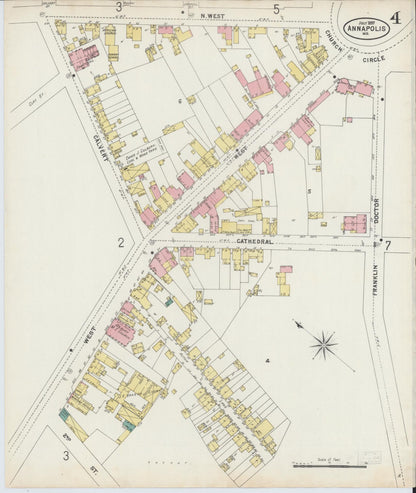 Sanborn Fire Insurance Map from Annapolis, Anne Arundel County, Maryland (1897), Sheet #0004 - Complete Map Set gallery image, historic Sanborn map, vintage wall art, Maryland Maryland