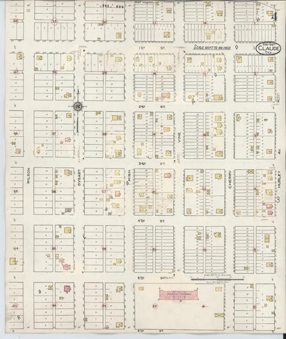 Sanborn Fire Insurance Map from Claude, Armstrong County, Texas (1932), Sheet #0004 - Complete Map Set gallery image, historic Sanborn map, vintage wall art, Texas Texas