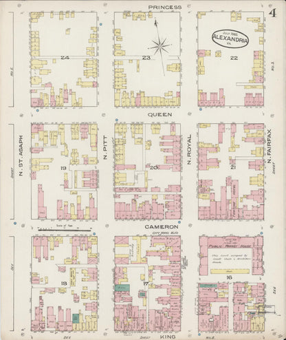 Sanborn Fire Insurance Map from Alexandria, Independent Cities, Virginia (1885), Sheet #0004 - Complete Map Set gallery image, historic Sanborn map, vintage wall art, Virginia Virginia