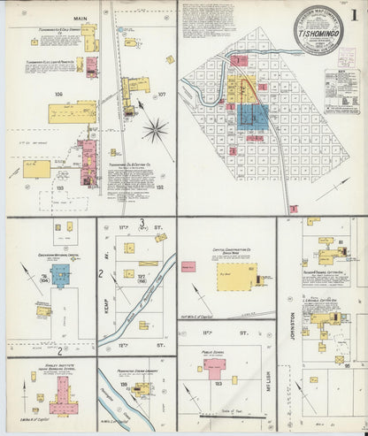Sanborn Fire Insurance Map from Tishomingo, Johnston County, Oklahoma (1903), Sheet #0001 - Complete Map Set gallery image, historic Sanborn map, vintage wall art, Oklahoma Oklahoma