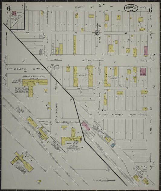 Sanborn Fire Insurance Map from Tipton, Tillman County, Oklahoma (1930), Sheet #0006 - Historic Sanborn Fire Insurance Map Print, vintage old map wall art, antique decor, genealogy gift, Oklahoma Oklahoma map
