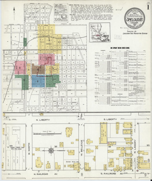 Sanborn Fire Insurance Map from Opelousas, Saint Landry Parish, Louisiana. (1921) – Historic Sanborn Fire Insurance Map Print