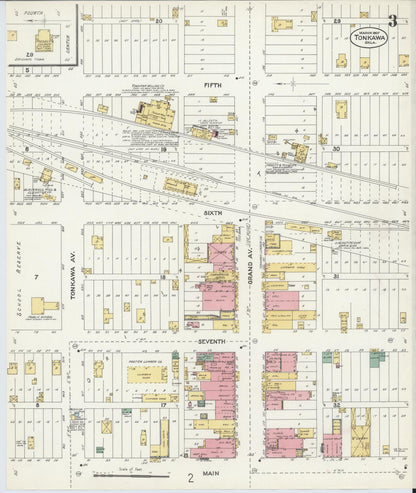 Sanborn Fire Insurance Map from Tonkawa, Kay County, Oklahoma (1907), Sheet #0003 - Complete Map Set gallery image, historic Sanborn map, vintage wall art, Oklahoma Oklahoma