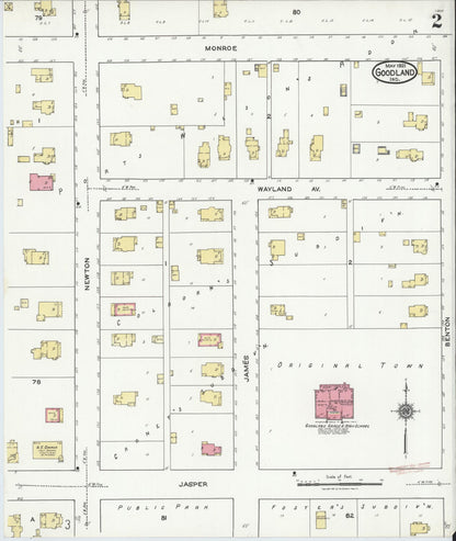 Sanborn Fire Insurance Map from Goodland, Newton County, Indiana (1921), Sheet #0002 - Historic Sanborn Fire Insurance Map Print, vintage old map wall art, antique decor, genealogy gift, Indiana Indiana map