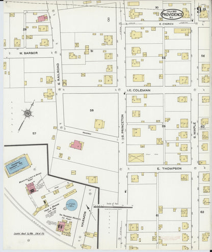 Sanborn Fire Insurance Map from Providence, Webster County, Kentucky (1921), Sheet #0009 - Complete Map Set gallery image, historic Sanborn map, vintage wall art, Kentucky Kentucky