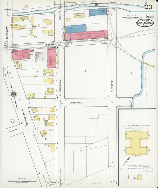 Sanborn Fire Insurance Map from Corpus Christi, Nueces County, Texas (1919), Sheet #0023 - Historic Sanborn Fire Insurance Map Print, vintage old map wall art, antique decor, genealogy gift, Texas Texas map