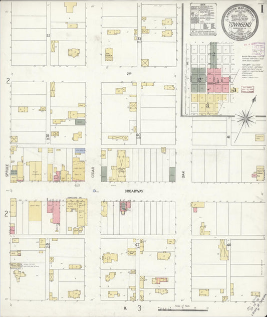 Sanborn Fire Insurance Map from Townsend, Broadwater County, Montana (1908), Sheet #0001 - Historic Sanborn Fire Insurance Map Print, vintage old map wall art, antique decor, genealogy gift, Montana Montana map