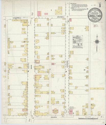 Sanborn Fire Insurance Map from Carrolltown, Cambria County, Pennsylvania (1910), Sheet #0001 - Complete Map Set gallery image, historic Sanborn map, vintage wall art, Pennsylvania Pennsylvania