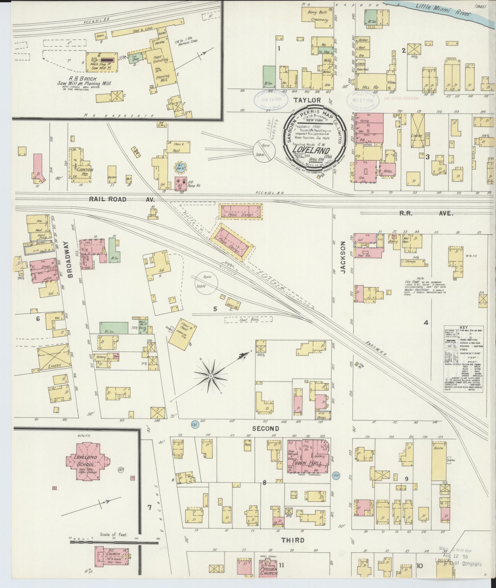 Sanborn Fire Insurance Map from Loveland, Clermont, Hamilton, And Warren County, Ohio (1898), Sheet #0001 - Historic Sanborn Fire Insurance Map Print, vintage old map wall art, antique decor, genealogy gift, Ohio Ohio map