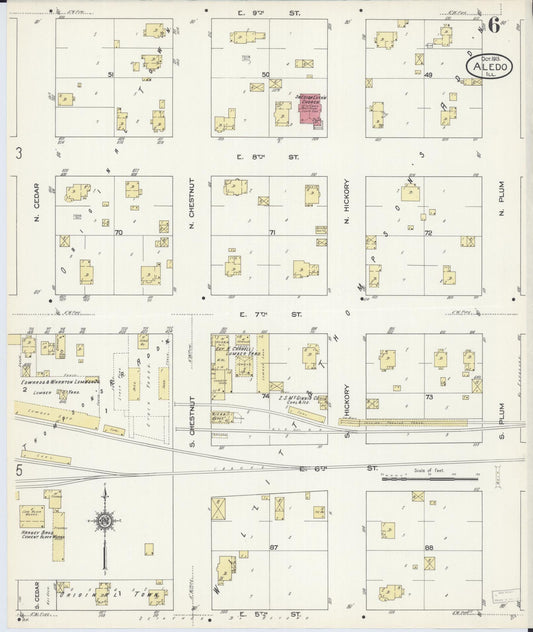 Sanborn Fire Insurance Map from Aledo, Mercer County, Illinois (1913), Sheet #0006 - Historic Sanborn Fire Insurance Map Print, vintage old map wall art, antique decor, genealogy gift, Illinois Illinois map