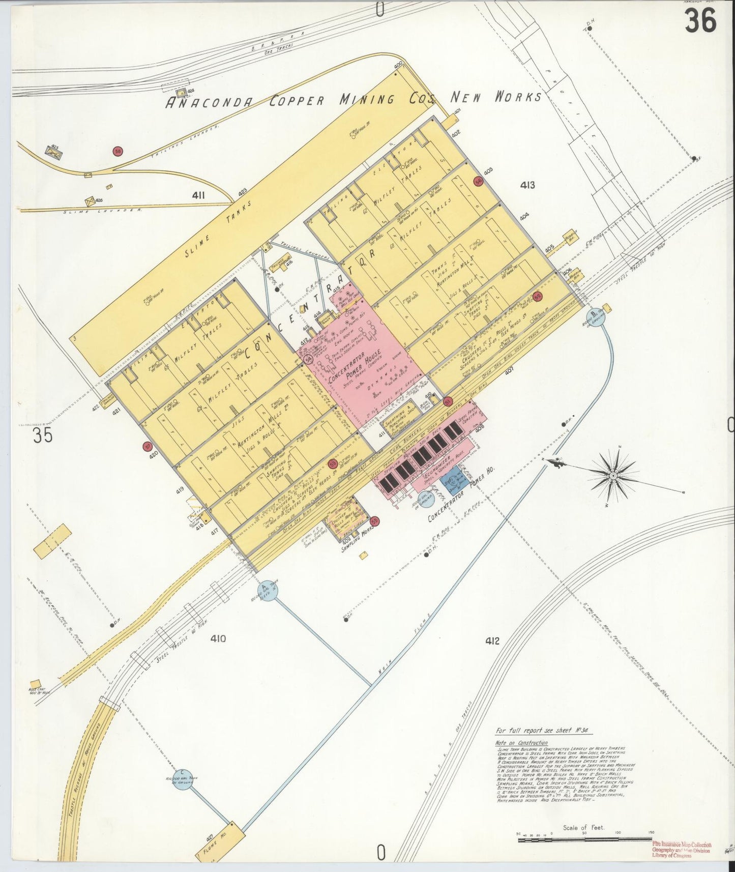 Sanborn Fire Insurance Map from Anaconda, Deer Lodge County, Montana (1903), Sheet #0036 - Complete Map Set gallery image, historic Sanborn map, vintage wall art, Montana Montana