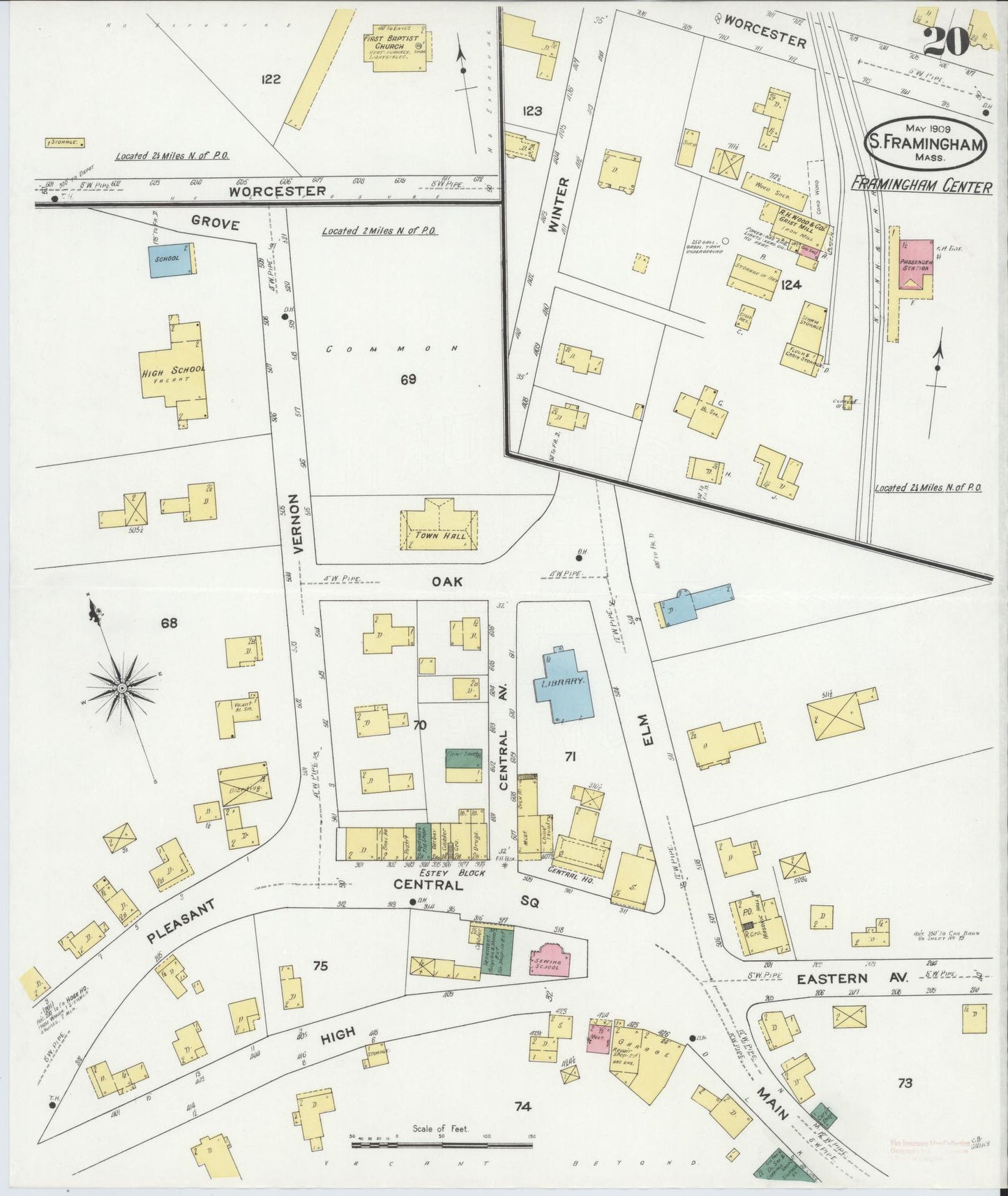 Sanborn Fire Insurance Map from South Farmington, Middlesex County, Massachusetts (1909), Sheet #0020 - Complete Map Set gallery image, historic Sanborn map, vintage wall art, Massachusetts Massachusetts