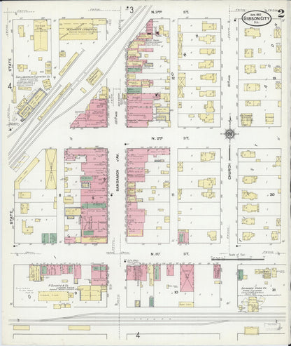 Sanborn Fire Insurance Map from Gibson City, Ford County, Illinois (1910), Sheet #0002 - Complete Map Set gallery image, historic Sanborn map, vintage wall art, Illinois Illinois