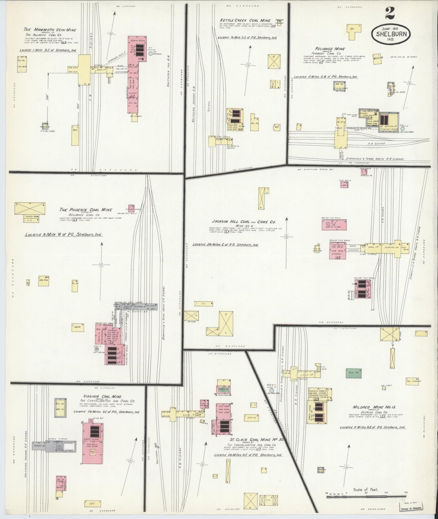 Sanborn Fire Insurance Map from Shelburn, Sullivan County, Indiana (1910), Sheet #0002 - Historic Sanborn Fire Insurance Map Print, vintage old map wall art, antique decor, genealogy gift, Indiana Indiana map