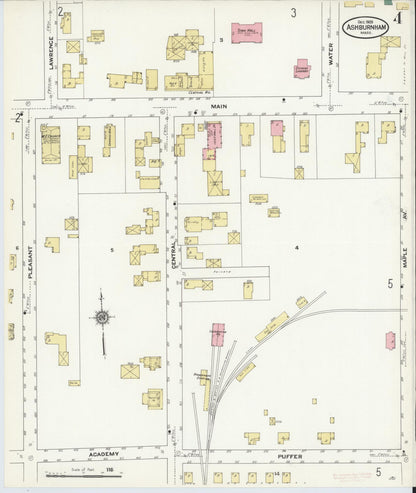 Sanborn Fire Insurance Map from Ashburnham, Worcester County, Massachusetts (1909), Sheet #0004 - Historic Sanborn Fire Insurance Map Print, vintage old map wall art, antique decor, genealogy gift, Massachusetts Massachusetts map