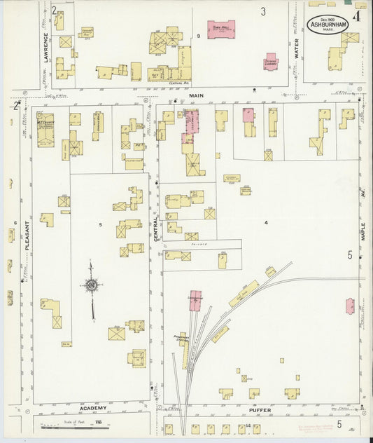 Sanborn Fire Insurance Map from Ashburnham, Worcester County, Massachusetts (1909), Sheet #0004 - Historic Sanborn Fire Insurance Map Print, vintage old map wall art, antique decor, genealogy gift, Massachusetts Massachusetts map