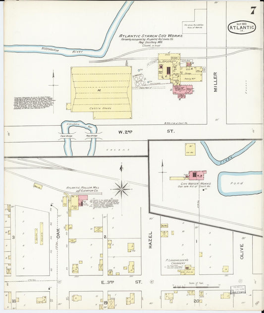 Sanborn Fire Insurance Map from Atlantic, Cass County, Iowa (1893), Sheet #0007 - Historic Sanborn Fire Insurance Map Print, vintage old map wall art